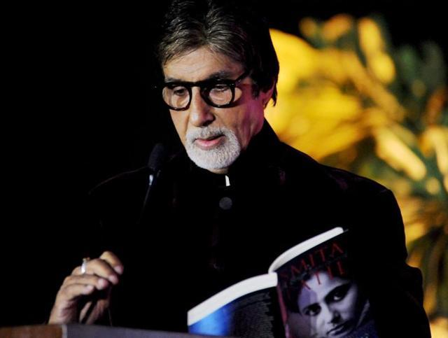 Amitabh Bachchan at a book reading.