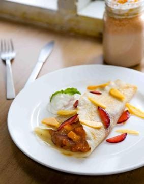 Peach plum ricotta crepe Peach plum ricotta crepe