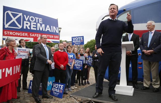 Britain's Prime Minister David Cameron, foreground, addresses Vote Remain supporters with former Prime Minister John Major, right, during a rally in Bristol, England Wednesday June 22, 2016. (AP Photo) Britain's Prime Minister David Cameron, foreground, addresses Vote Remain supporters with former Prime Minister John Major, right, during a rally in Bristol, England Wednesday June 22, 2016. (AP Photo)