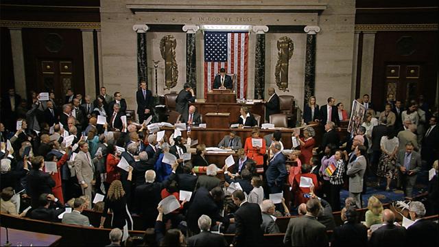 In this image from video provided by House Television, House Speaker Paul Ryan stands at the podium as he brings the House into session Wednesday night, June 22, 2016, in Washington. (AP Photo) In this image from video provided by House Television, House Speaker Paul Ryan stands at the podium as he brings the House into session Wednesday night, June 22, 2016, in Washington. (AP Photo)