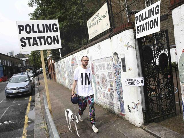 A man arrives to vote at a polling station for the Referendum on the European Union in north London. (REUTERS) 