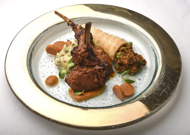 Chaap kheema - ginger lamb chops, walnut potato toss, kheema mattar horn, rogan josh coins at Ziya (Photo: Aalok Soni/HT)