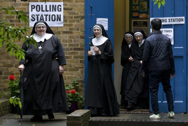 Nuns leave after casting their votes at a polling station in London on Thursday as Britain holds a referendum on whether to stay or leave the European Union. Millions of Britons began voting in a bitterly-fought, knife-edge referendum that could tear up the island nation's EU membership and spark the greatest emergency of the bloc's 60-year history. (AFP) Nuns leave after casting their votes at a polling station in London on Thursday as Britain holds a referendum on whether to stay or leave the European Union. Millions of Britons began voting in a bitterly-fought, knife-edge referendum that could tear up the island nation's EU membership and spark the greatest emergency of the bloc's 60-year history. (AFP)