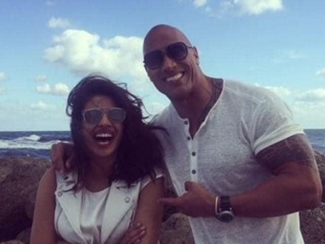 Priyanka with her Baywatch co-star Dwayne Johnson. (Instagram) Priyanka with her Baywatch co-star Dwayne Johnson. (Instagram)