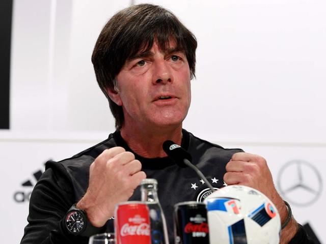 Germany's head coach Joachim Loew gestures as he holds a press conference in Evian-Les-Bains. (AFP Photo) Germany's head coach Joachim Loew gestures as he holds a press conference in Evian-Les-Bains. (AFP Photo)