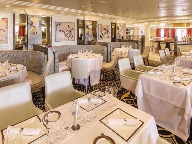 The new Verandah restaurant, overlooking the ship’s stern, will serve a la carte French food. (AFP) 