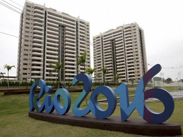 The Rio 2016 sign stands in front of the Olympic Village during a media tour in Rio de Janeiro, Brazil. (AP Photo) The Rio 2016 sign stands in front of the Olympic Village during a media tour in Rio de Janeiro, Brazil. (AP Photo)