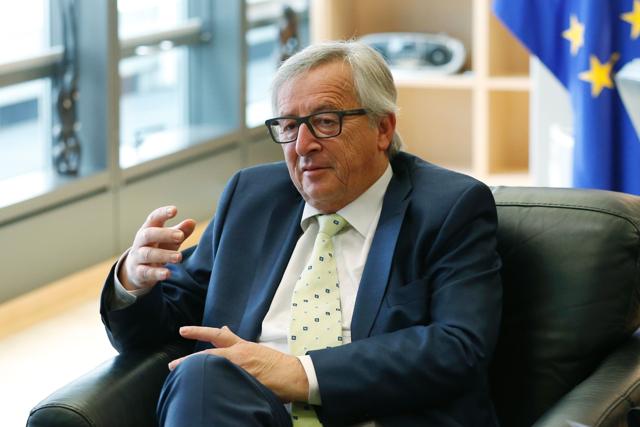 European Commission chief Jean-Claude Juncker is pictured during a meeting with the EU Parliament leader, the President of the European Council, and the Dutch Prime Minister at the EU Headquarters in Brussels. (AFP)