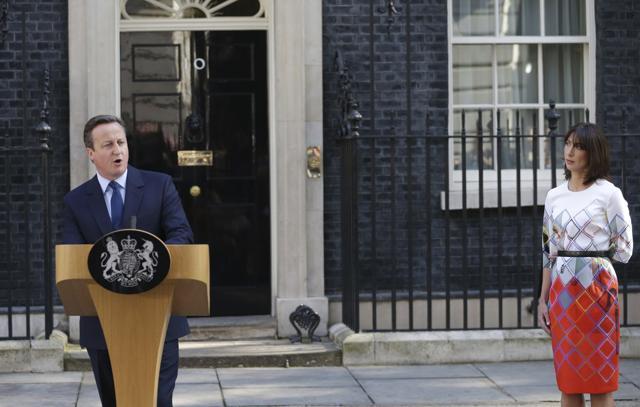Britain's Prime Minister David Cameron speaks outside 10 Downing Street, London as his wife Samantha looks on Friday, June 24, 2016. (AP Photo) Britain's Prime Minister David Cameron speaks outside 10 Downing Street, London as his wife Samantha looks on Friday, June 24, 2016. (AP Photo)