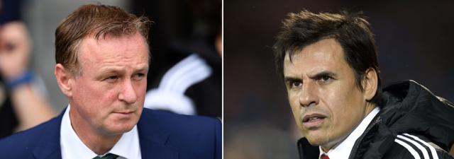 A combination picture shows Northern Ireland's coach Michael O'Neill (left) and Wales' coach Chris Coleman. (AFP Photo) A combination picture shows Northern Ireland's coach Michael O'Neill (left) and Wales' coach Chris Coleman. (AFP Photo)