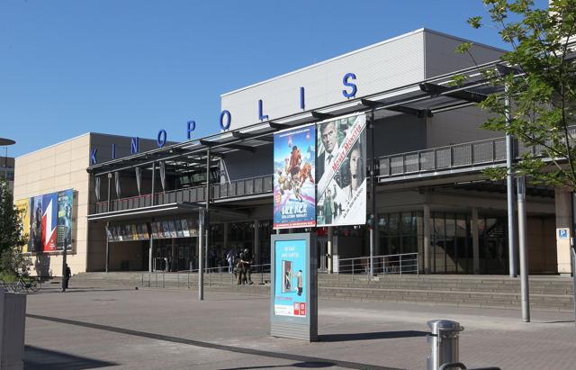 An outside view of a cinema, where the armed man barricaded himself in Viernheim, southern Germany (AFP)
