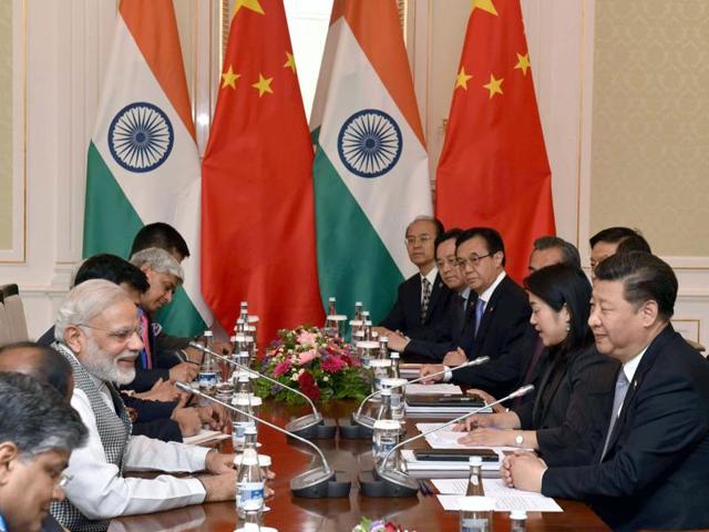 Indian Prime Minister Narendra Modi in a bilateral meeting with the Chinese President Xi Jinping, in Tashkent, Uzbekistan on June 23, 2016.(PIB Photo)