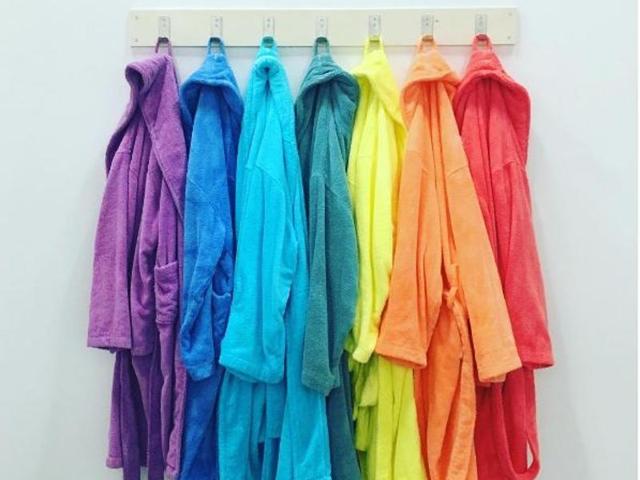 Contemporary art with bathrobes on display at the Palais de Tokyo, Paris, France. (Instagram/yury.toroptsov)
