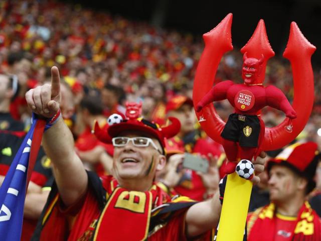 Belgium fans call upon the devil before the match on 13 June 2016. (REUTERS PHOTO) Belgium fans call upon the devil before the match on 13 June 2016. (REUTERS PHOTO)
