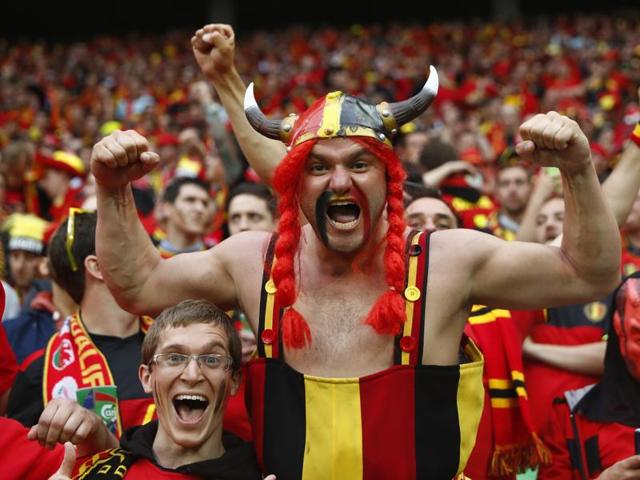 Belgium fans channel their inner Asterix spirit before the match . (REUTERS photo) Belgium fans channel their inner Asterix spirit before the match . (REUTERS photo)