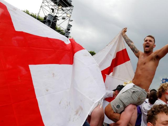England fans react after their team won against Wales. (REUTERS) England fans react after their team won against Wales. (REUTERS)