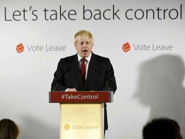 Former London Mayor and "Vote Leave" campaigner Boris Johnson attends a press conference in central London on Friday. (AFP) Former London Mayor and "Vote Leave" campaigner Boris Johnson attends a press conference in central London on Friday. (AFP)