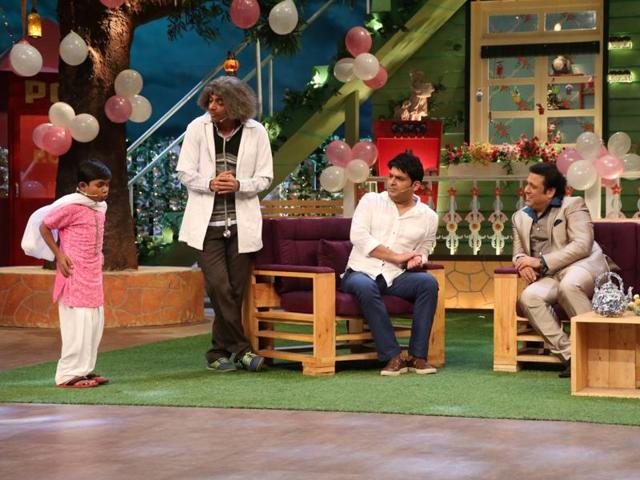 Sunil Grover, Govinda and Kapil Sharma on the sets of The Kapil Sharma show. (IANS)