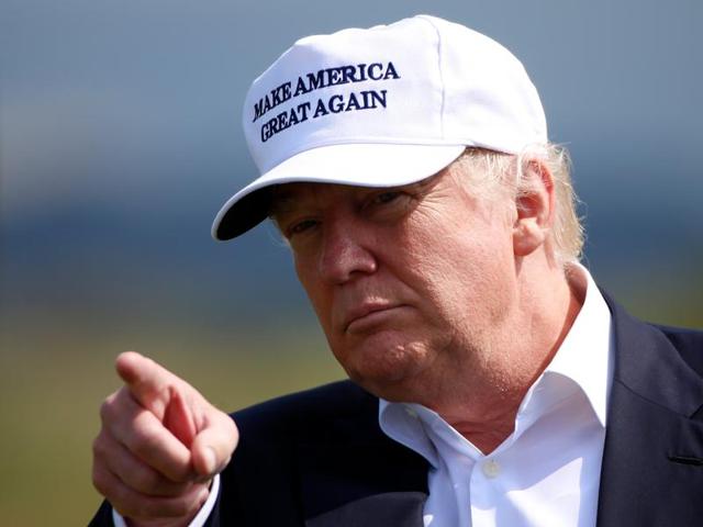 Republican presidential candidate Donald Trump speaks during a news conference at Turnberry Golf course in Turnberry, Scotland.(REUTERS)