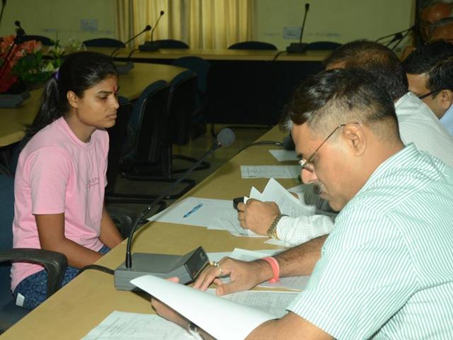 Bihar board ‘topper’ Ruby Rai appeared for a re-test before an expert panel. She was later detained by a special investigation team in Patna. (Santosh kumar/ Hindustan Times) Bihar board ‘topper’ Ruby Rai appeared for a re-test before an expert panel. She was later detained by a special investigation team in Patna. (Santosh kumar/ Hindustan Times)