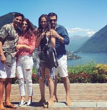 Actor Akshay Kumar and his wife Twinkle Khanna met friends Vikas and Gayatri Oberoi during their Euro trip. (Instagram/twinklerkhanna)
