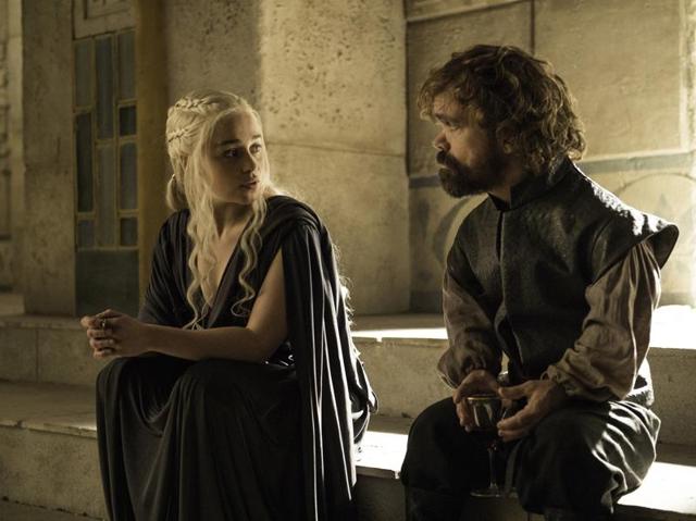 Tyrion and Daenerys looking all gloomy. But why? Isn’t everything going swimmingly well at Mereen? (HBO) Tyrion and Daenerys looking all gloomy. But why? Isn’t everything going swimmingly well at Mereen? (HBO)