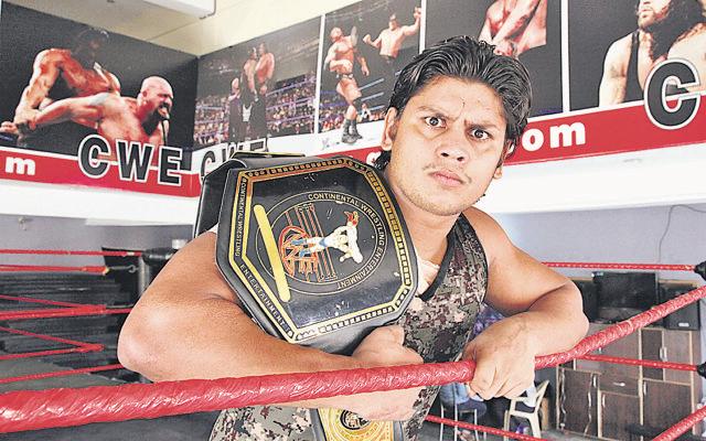 Rudra, or Lakshmi, the reigning CWE champ. (Anil Dayal/HT Photo) Rudra, or Lakshmi, the reigning CWE champ. (Anil Dayal/HT Photo)