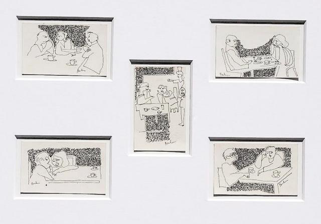 ‘Coffee House’ sketches by Balvinder in Museum collection. ‘Coffee House’ sketches by Balvinder in Museum collection.