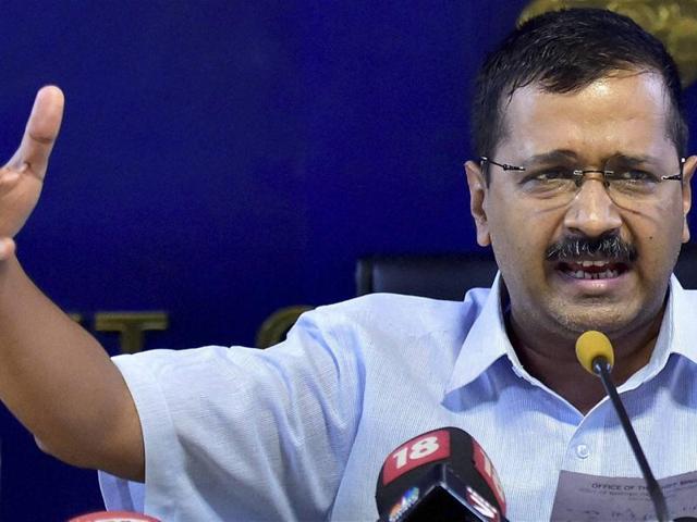 Delhi Chief Minister Arvind Kejriwal gestures as he addresses a press conference in New Delhi.(PTI File Photo)