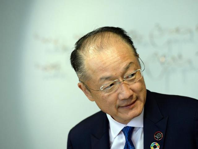 World Bank Group's president Jim Yong Kim takes part in a meeting with European Union Council President at the European Union Council building in Brussels. (AFP File)