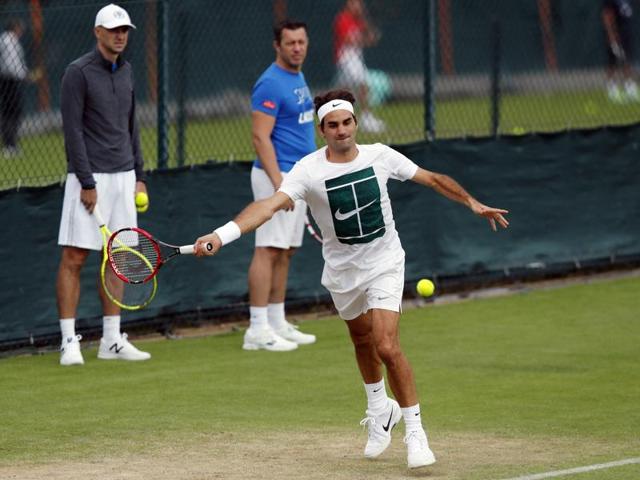 Roger Federer during a practice session. (AP) Roger Federer during a practice session. (AP)