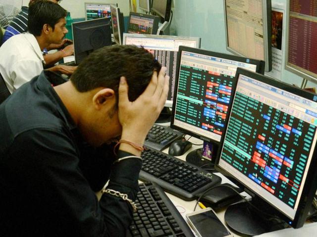Share brokers react to falling stock prices on screens of computers and television in Kolkata on Friday, June 24, 2016. BSE Sensex plunged down nearly 1000 points and NSE Nifty fell down below 7,950 following Brexit.(PTI) Share brokers react to falling stock prices on screens of computers and television in Kolkata on Friday, June 24, 2016. BSE Sensex plunged down nearly 1000 points and NSE Nifty fell down below 7,950 following Brexit.(PTI)
