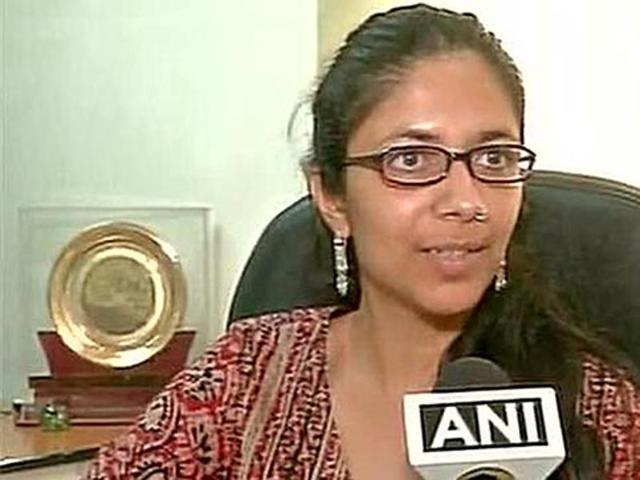 Delhi Commission for Women chief Swati Maliwal met Union minister Sushma Swaraj on Monday and demanded the registration of an FIR against India Hockey captain Sardar Singh, for an alleged sexual assault on an Indian- origin British woman hockey player.(ANI Photo)