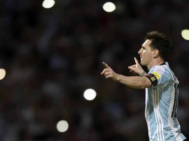 Argentina's Lionel Messi celebrates after scoring against Bolivia during their Russia 2018 FIFA World Cup South American Qualifiers' football match in Cordoba. (AFP) Argentina's Lionel Messi celebrates after scoring against Bolivia during their Russia 2018 FIFA World Cup South American Qualifiers' football match in Cordoba. (AFP)