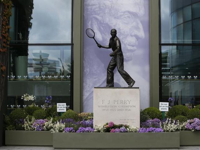 A statue of Fred Perry, the last Englishman to have won Wimbledon, in 1936, before Andy Murray’s 2013 win broke the streak, in the grounds. (REUTERS) A statue of Fred Perry, the last Englishman to have won Wimbledon, in 1936, before Andy Murray’s 2013 win broke the streak, in the grounds. (REUTERS)