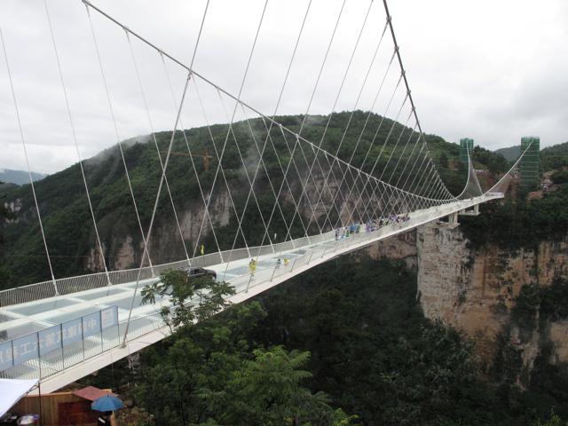 A view of a 430-meter-long glass-bottom bridge before the safety test ceremony. (REUTERS) A view of a 430-meter-long glass-bottom bridge before the safety test ceremony. (REUTERS)