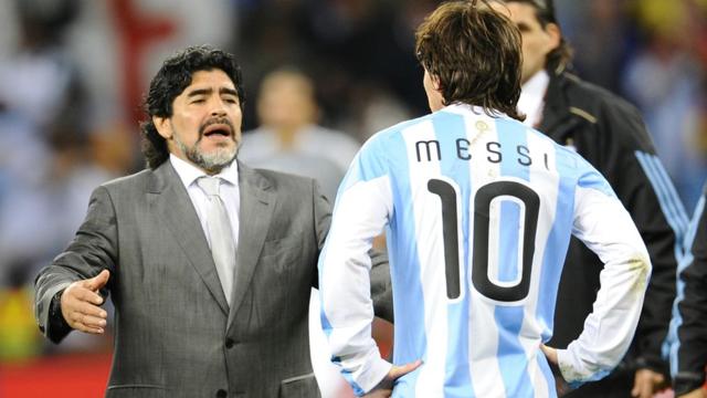 A file photo of Diego Maradona and Lionel Messi. (AFP Photo) A file photo of Diego Maradona and Lionel Messi. (AFP Photo)