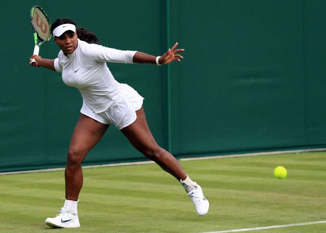 Serena Williams practices during a preview day at the The All England Lawn Tennis and Croquet Club, London. (AP Photo) Serena Williams practices during a preview day at the The All England Lawn Tennis and Croquet Club, London. (AP Photo)