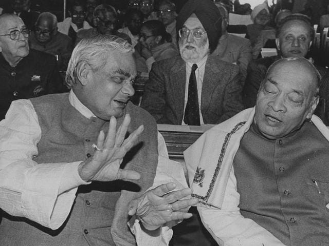 Rao always shared cordial relations with the opposition, including BJP leaders such as Atal Bihari Vajpayee. In the past few years, the BJP has made a concerted effort to reclaim Rao’s legacy, with Prime Minster Narendra Modi sanctioning a memorial for him after he came to power. (HT Photo) Rao always shared cordial relations with the opposition, including BJP leaders such as Atal Bihari Vajpayee. In the past few years, the BJP has made a concerted effort to reclaim Rao’s legacy, with Prime Minster Narendra Modi sanctioning a memorial for him after he came to power. (HT Photo)