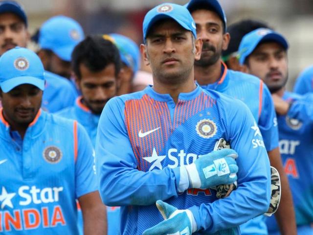 India captain Mahendra Singh Dhoni leads his team after victory during the third and final T20 cricket match. (AFP Photo) India captain Mahendra Singh Dhoni leads his team after victory during the third and final T20 cricket match. (AFP Photo)