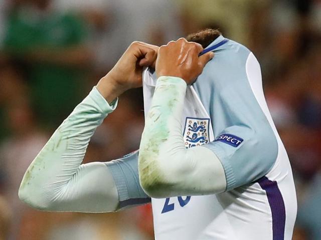 England's Dele Alli looks dejected after the game. (Reuters PHOTO)