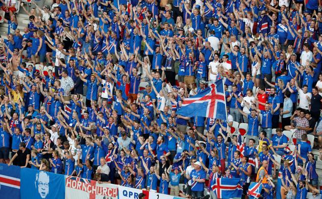 Iceland fans celebrate their team’s win. (REUTERS) Iceland fans celebrate their team’s win. (REUTERS)