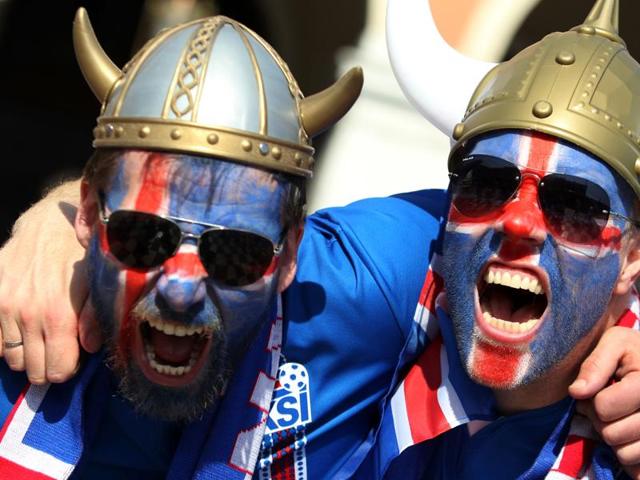 Iceland's supporters cheer channelling their viking spirit. (AFP Photo)