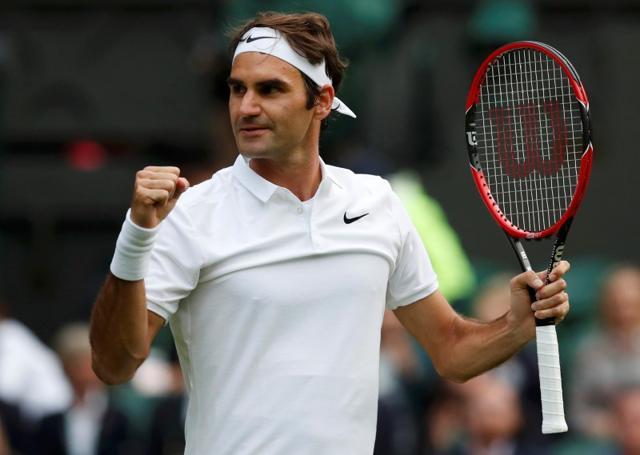 Switzerland's Roger Federer celebrates winning his match against Argentina's Guido Pella. (Reuters Photo) Switzerland's Roger Federer celebrates winning his match against Argentina's Guido Pella. (Reuters Photo)
