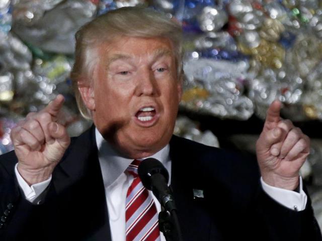 Republican presidential candidate Donald Trump is seen past attendees as he speaks during a rally at Ohio University Eastern Campus in St Clairsville, Ohio, on Tuesday. (AP) Republican presidential candidate Donald Trump is seen past attendees as he speaks during a rally at Ohio University Eastern Campus in St Clairsville, Ohio, on Tuesday. (AP)