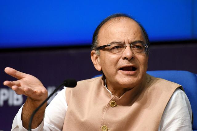 Union finance minister Arun Jaitley addresses at a press conference regarding the Union Cabinet's clearance of recommendations of the 7th Pay Commission, in New Delhi on Wednesday. (PTI) Union finance minister Arun Jaitley addresses at a press conference regarding the Union Cabinet's clearance of recommendations of the 7th Pay Commission, in New Delhi on Wednesday. (PTI)