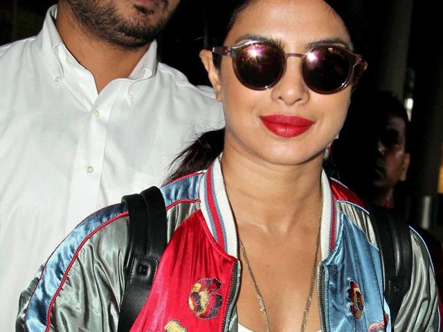 Bollywood actor Priyanka Chopra spotted at International airport in Mumbai. (PTI)