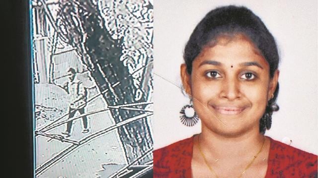 CCTV grab showing suspected killer of Swathi, the Infosys techie at Nugambakkam railway station on Friday morning. (HT Photo)