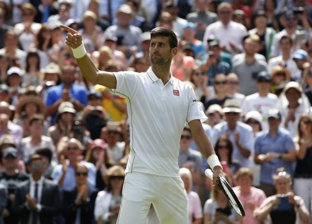 Djokovic celebrates winning his match against James Ward. (Reuters) Djokovic celebrates winning his match against James Ward. (Reuters)