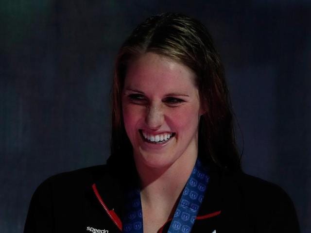 Missy Franklin of the United States participates in the medal ceremony for the Women's 200-metre freestyle during day four of the 2016 US Olympic team swimming trials in Omaha, Nebraska. (AFP Photo) Missy Franklin of the United States participates in the medal ceremony for the Women's 200-metre freestyle during day four of the 2016 US Olympic team swimming trials in Omaha, Nebraska. (AFP Photo)